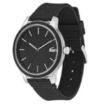 LACOSTE 2011087 12.12 BLACK DIAL BLACK SILICONE STRAP MEN’S WATCH