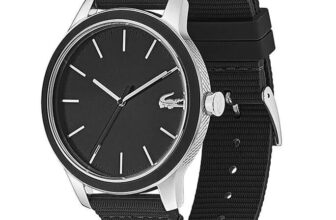 LACOSTE 2011087 12.12 BLACK DIAL BLACK SILICONE STRAP MEN’S WATCH