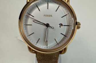 FOSSIL Ladies Commuter White Dial Sand Leather Strap Date Analog Watch ES4335