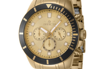 Invicta Men’s Watch Pro Diver Chrono Gold Dial Stainless Steel Bracelet 46045