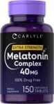 Melatonin 40 Mg Complex Ashwagandha Chamomile Extra Strength Sleep Aid, 150 Tabs