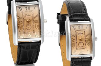 Couples Men’s Womens Retro Dress Decoration Square Dial Leather Band Wrist Watch