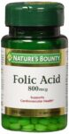 Nature’s Bounty Folic Acid 800mcg Vitamin Supplement Heart Health 250ct 2 Pack