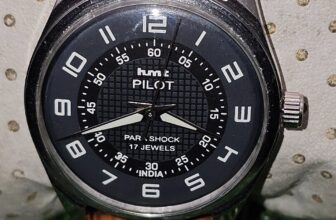 Beautiful Mens HMT Pilot Parashock Mechanical Wind 17J Watch Black Dial