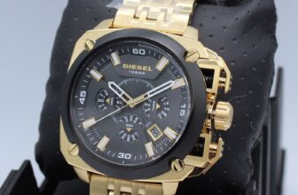 NEW AUTHENTIC DIESEL BAMF CHRONOGRAPH GOLD BLACK MEN’S DZ7378 WATCH