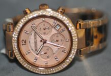 Michael Kors Ladies Parker Chronograph Rose Dial Steel & Acetate Watch MK5538