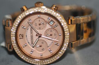 Michael Kors Ladies Parker Chronograph Rose Dial Steel & Acetate Watch MK5538