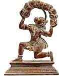 Lord Hanuman Carrying Mount Dron of Sanjeevani Herbs Brass Figurine Statue 6.3”