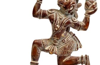 Lord Hanuman Carrying Mount Dron of Sanjeevani Herbs Brass Figurine Statue 6.3”