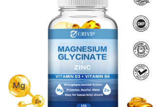 Magnesium Glycinate + Zinc-High Absorption, Improved Sleep, Bone Health, Vitamin