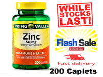 Spring Valley Zinc Vitamin 50 mg 200 Caplets Immune Support Super