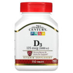 21st Century Maximum Strength D3 5000 IU 110 Tablets Gluten-Free