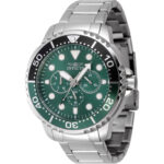 Invicta Men’s Watch Pro Diver Rotating Bezel Green Dial Silver Bracelet 47228