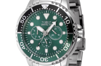 Invicta Men’s Watch Pro Diver Rotating Bezel Green Dial Silver Bracelet 47228