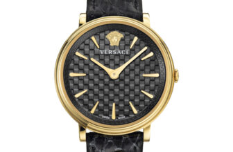 Versace Womens V-Circle Logomania Gold 38mm Strap Fashion Watch