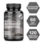 Organic Activated Charcoal Capsules 1200mg Highly Absorbent Helps Alleviate Gas