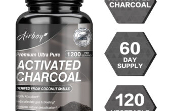 Organic Activated Charcoal Capsules 1200mg Highly Absorbent Helps Alleviate Gas