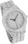 Techno Pave Mens 42mm Iced Out Silver Metal Watch