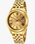 SEIKO Men’s Gold Tone 5 Automatic Link Bracelet, Silver, Modern