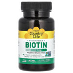 Country Life Biotin High Potency 5 mg 120 Vegan Caps Gluten-Free, GMP Quality