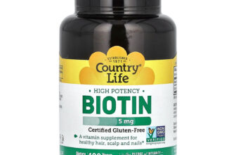 Country Life Biotin High Potency 5 mg 120 Vegan Caps Gluten-Free, GMP Quality