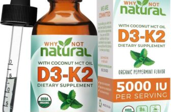 Organic Vitamin D3 K2 (MK-7) Liquid Drops, 5000 IU of Sublingual D3 with Coconut