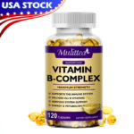 Vitamin B Complex 120 Capsules B1,B2,B3,B5,B6,B7,B9,B12, Immune Support Pills