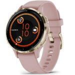 Garmin Venu 3S Health Fitness GPS Smartwatch Gold Steel Bezel w/ Dust Rose Case