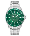 Bulova Men’s Classic Sports Date Indicator 3-Hand Green Dial Watch 44mm 98B359