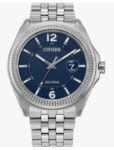 Citizen Men’s Eco-Drive Classic Corso Silver Stainless Steel Watch/Blue Dial