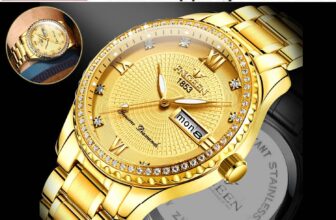 Waterproof Gold Men’s Watch Classic Stainless Steel Quartz Analog Business Gift