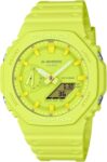 Casio Men’s G Shock Yellow Resin Alarm Watch 45mm GA-2100-9A9CR