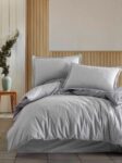 Modern Design Double  Face Gray 3 Pieces Ranforce Cotton King Duvet Cover Set