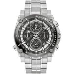 Bulova Men’s Chronograph Calendar Precisionist Quartz Silver Watch 46 MM 98B405