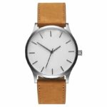 Men Wristwatch Large Dial Leather Strap Fashion Minimalist Quartz Analog Design