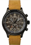 Timex TW4B12300, Men’s “Expedition” Leather Indiglo Watch, Chronograph, Date