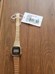 Casio LA670WGA-1DF NEW  Retro Ladies Digital Watch, Gold Steel Band, Black Dial