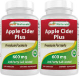 2 Pack Best Naturals apple cider vinegar plus 600mg 120 Capsules Weight Loss