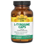 Country Life L-Tyrosine Caps 500 mg 100 Veggie Caps Gluten-Free, GMP Quality