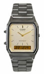 Casio Men’s Vintage Ana-Digi Quartz Cream Dial Stainless Steel Watch AQ230GG-9A