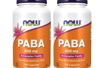 2 x NOW FOODS PABA 500 mg Para aminobenzoic Acid 100 Caps