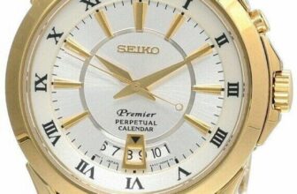 SEIKO Premier 40MM White Silvery Dial LTHR Men’s Watch SNQ118