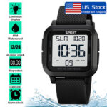 Waterproof Digital Sports Watch Military Tactical LCD Backlight Wristwatch Men