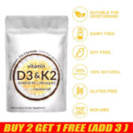 Vitamin D3 K2 Softgels Capsules – Extra Strength D3 K2 Supplements 10000 IU