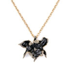 Fashion Costume Accessory Black Enamel Flower Pendant Necklace Removable Charms Necklace Chains