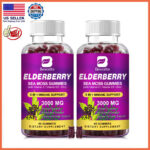 ﻿ 2x60pcs Elderberry Sea Moss Gummies, with Vitamin C D3,Zinc, Black Elderberry