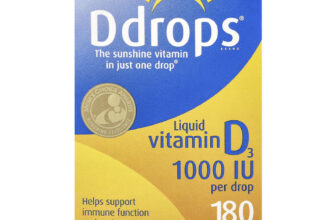 Ddrops Liquid Vitamin D3 1000 IU 0 17 fl oz 5 ml Preservative-Free, Dairy-Free,