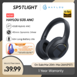 HAYLOU S35 ANC Wireless Bluetooth 5.2 Headphones 42dB Over-ear Noise Cancellation Headsets 40mm Driver 60H Playtime Earphones