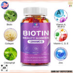 Organic Biotin & Collagen Gummies Hair Skin Nails Joints Vitamins Immune Support