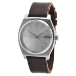 Nixon Unisex Watch Time Teller Silver Tone Dial Brown Leather Strap A11372872